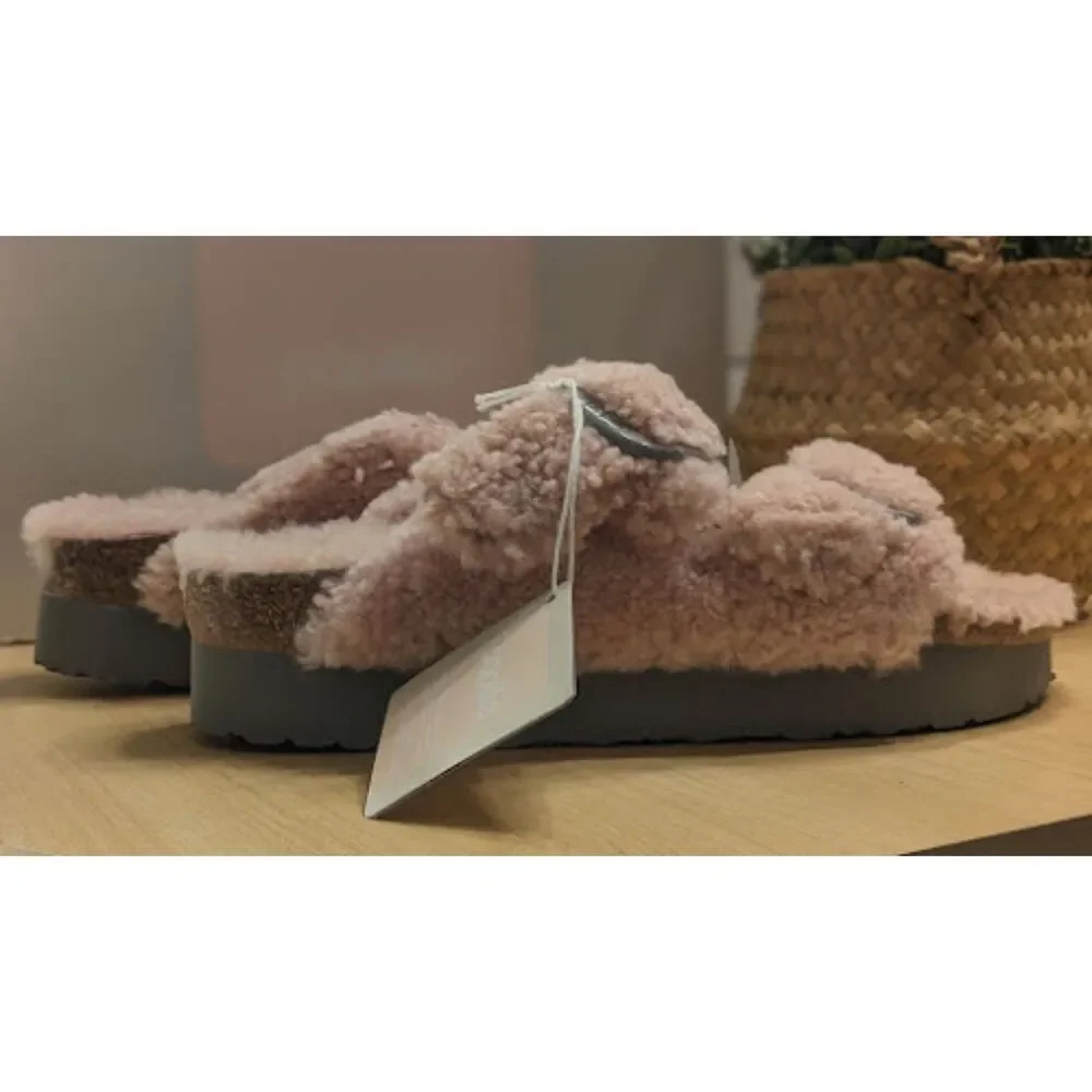 Birkenstock Arizona Crystal Rose Big Buckle Teddy Shearling Sandal EU 40 NIB